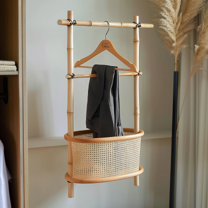 Bedroom clothes hanger, household solid wood secondary clean clothes and hat drying rack, simple second-hand clothes storage rack - Image 7