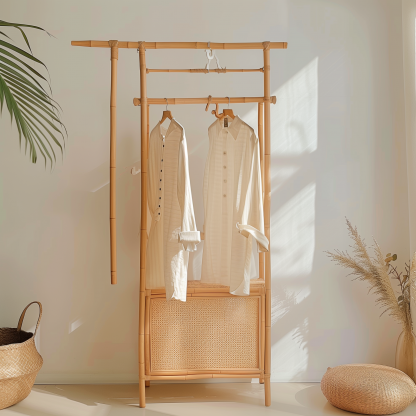 Bedroom clothes hanger, household solid wood secondary clean clothes and hat drying rack, simple second-hand clothes storage rack - Image 4