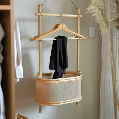 Bedroom clothes hanger, household solid wood secondary clean clothes and hat drying rack, simple second-hand clothes storage rack - Image 6