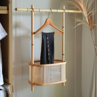 Bedroom clothes hanger, household solid wood secondary clean clothes and hat drying rack, simple second-hand clothes storage rack