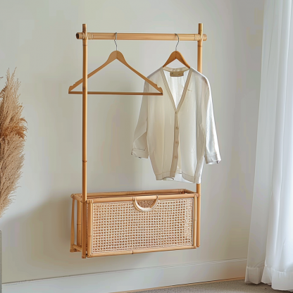 Wabi-sabi style wicker bedside table, homestay hotel model room decorative items, Zen-like Japanese and Chinese retro style - Image 9