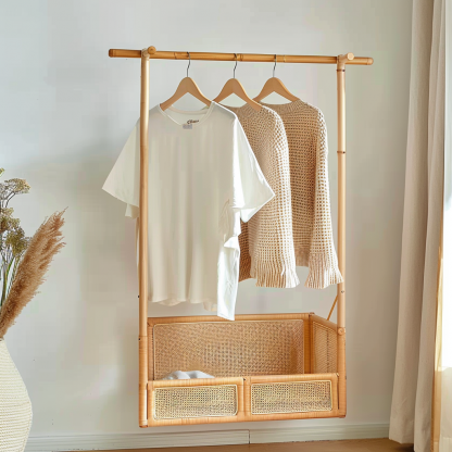 Wabi-sabi style wicker bedside table, homestay hotel model room decorative items, Zen-like Japanese and Chinese retro style - Image 7