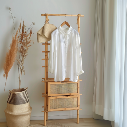 Bedroom clothes hanger, household solid wood secondary clean clothes and hat drying rack, simple second-hand clothes storage rack - Image 9