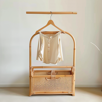 Wabi-sabi style rattan shoe cabinet, homestay hotel model room decorative items, Zen-like Japanese and Chinese retro style - Image 2