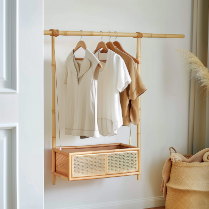 Bedroom clothes hanger, household solid wood secondary clean clothes and hat drying rack, simple second-hand clothes storage rack - Image 8