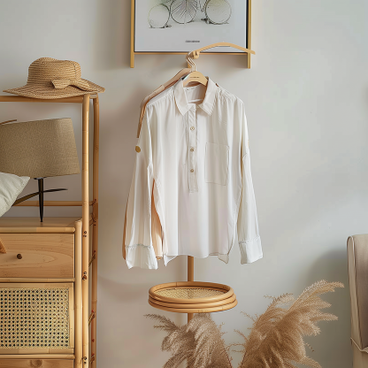 Bedroom clothes hanger, household solid wood secondary clean clothes and hat drying rack, simple second-hand clothes storage rack - Image 9