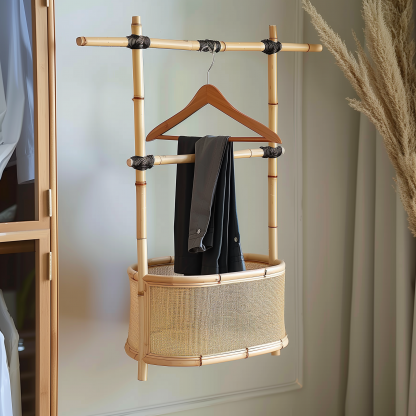 Bedroom clothes hanger, household solid wood secondary clean clothes and hat drying rack, simple second-hand clothes storage rack - Image 8