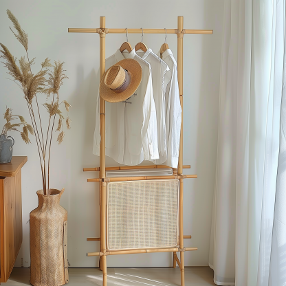 A floor-standing clothes hanger, a simple household storage rack for clothes and hats, a storage rack for clothes at the entrance of the bedroom and in the dormitory - Image 4