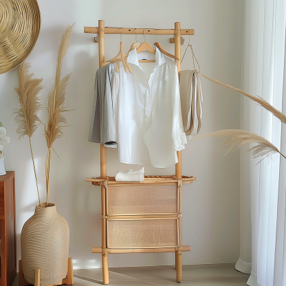 Bedroom clothes hanger, household solid wood secondary clean clothes and hat drying rack, simple second-hand clothes storage rack - Image 8