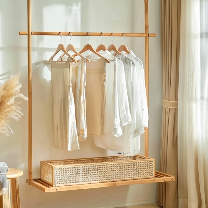 Wabi-minimalist coat rack, creative solid wood model room, Japanese and Chinese retro style - Image 9