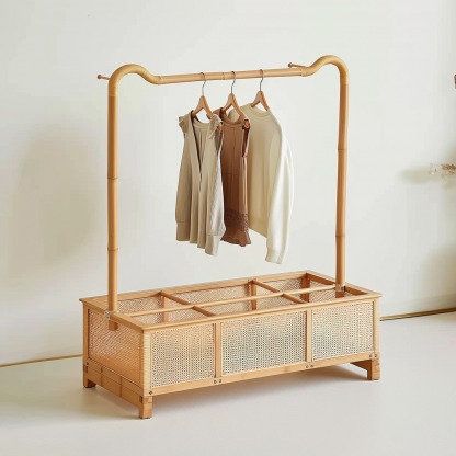Wabi-sabi style rattan shoe cabinet, homestay hotel model room decorative items, Zen-like Japanese and Chinese retro style - Image 6
