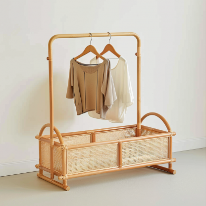 Wabi-sabi style rattan shoe cabinet, homestay hotel model room decorative items, Zen-like Japanese and Chinese retro style - Image 3