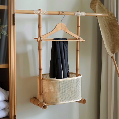 Bedroom clothes hanger, household solid wood secondary clean clothes and hat drying rack, simple second-hand clothes storage rack - Image 3