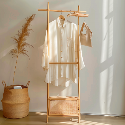 Bedroom clothes hanger, household solid wood secondary clean clothes and hat drying rack, simple second-hand clothes storage rack - Image 5