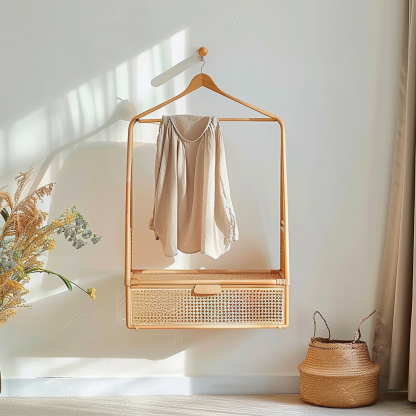 Wabi-sabi style wicker bedside table, homestay hotel model room decorative items, Zen-like Japanese and Chinese retro style - Image 7