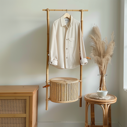 Bedroom clothes hanger, household solid wood secondary clean clothes and hat drying rack, simple second-hand clothes storage rack - Image 6