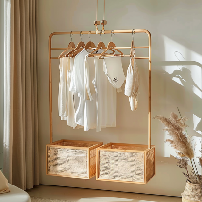 10 Wabi-sabi style wicker floor-standing coat rack for homestay and hotel model rooms, decorative items with Zen, Japanese and Chinese elements - Image 10