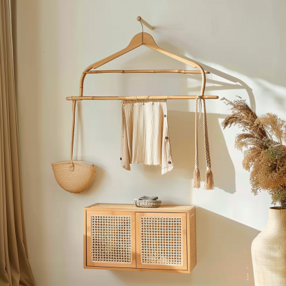 Wabi-minimalist coat rack, creative solid wood model room, Japanese and Chinese retro style - Image 8