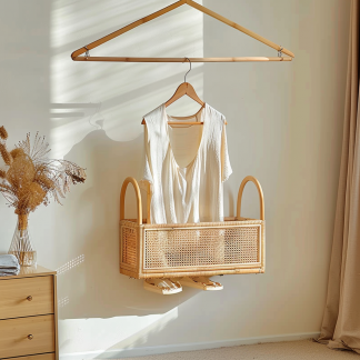 Wabi-minimalist coat rack, creative solid wood model room, Japanese and Chinese retro style
