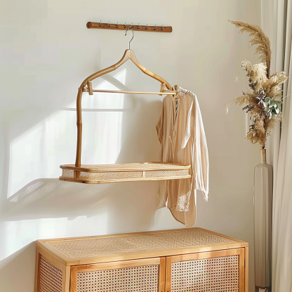 Wabi-minimalist coat rack, creative solid wood model room, Japanese and Chinese retro style - Image 6