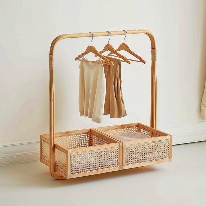 Wabi-sabi style rattan shoe cabinet, homestay hotel model room decorative items, Zen-like Japanese and Chinese retro style - Image 9