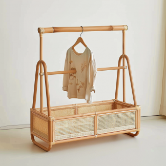 Wabi-sabi style rattan shoe cabinet, homestay hotel model room decorative items, Zen-like Japanese and Chinese retro style