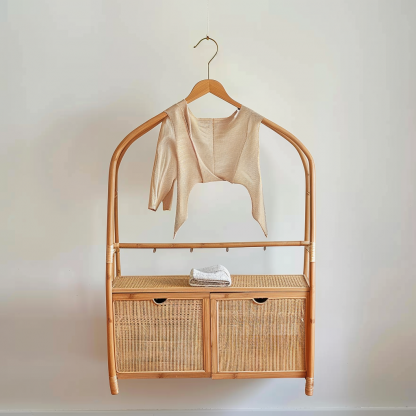 Wabi-sabi style wicker bedside table, homestay hotel model room decorative items, Zen-like Japanese and Chinese retro style - Image 10