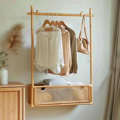 Wabi-sabi style wicker bedside table, homestay hotel model room decorative items, Zen-like Japanese and Chinese retro style