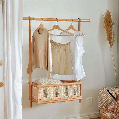 Bedroom clothes hanger, household solid wood secondary clean clothes and hat drying rack, simple second-hand clothes storage rack - Image 7