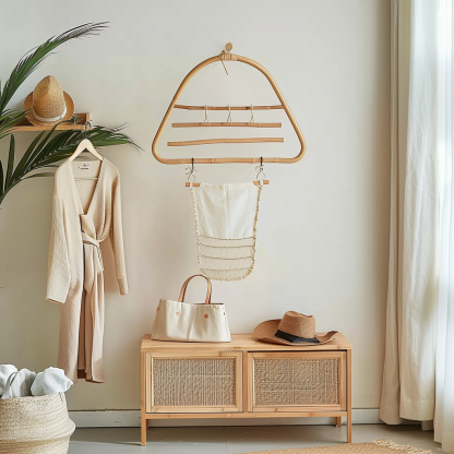 Wabi-sabi style wicker floor-standing coat rack for homestays and hotels, decorative items for model rooms, Zen, Japanese and Chinese retro styles - Image 6