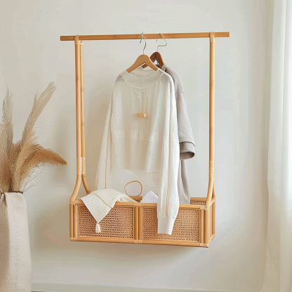 Wabi-sabi style wicker bedside table, homestay hotel model room decorative items, Zen-like Japanese and Chinese retro style - Image 13