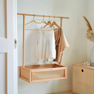 Bedroom clothes hanger, household solid wood secondary clean clothes and hat drying rack, simple second-hand clothes storage rack