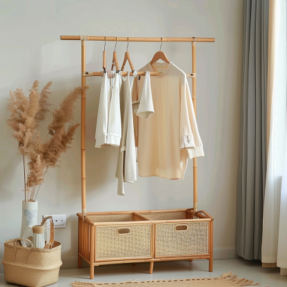 Modern and simple decorative bedside table, living room coat rack cabinet, storage cabinet, bedside cabinet with dirty clothes - Image 4