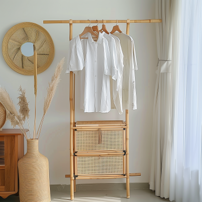 Bedroom clothes hanger, household solid wood secondary clean clothes and hat drying rack, simple second-hand clothes storage rack - Image 7