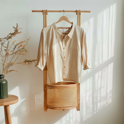 Bedroom clothes hanger, household solid wood secondary clean clothes and hat drying rack, simple second-hand clothes storage rack - Image 8