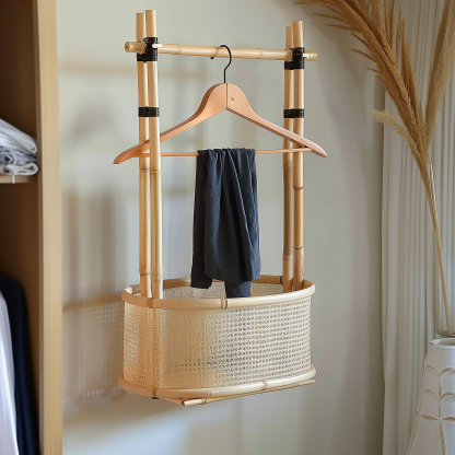 Bedroom clothes hanger, household solid wood secondary clean clothes and hat drying rack, simple second-hand clothes storage rack - Image 10