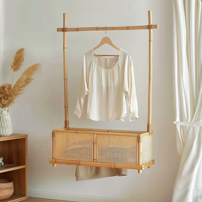 Wabi-sabi style wicker bedside table, homestay hotel model room decorative items, Zen-like Japanese and Chinese retro style - Image 12