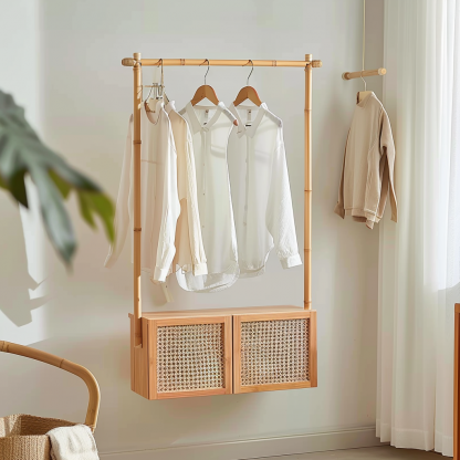 Wabi-minimalist coat rack, creative solid wood model room, Japanese and Chinese retro style - Image 5