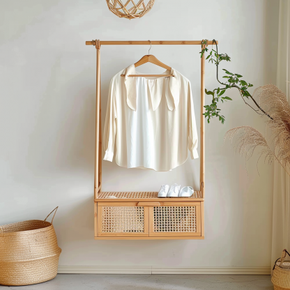Wabi-minimalist coat rack, creative solid wood model room, Japanese and Chinese retro style - Image 3