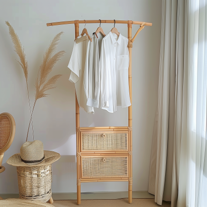 Bedroom clothes hanger, household solid wood secondary clean clothes and hat drying rack, simple second-hand clothes storage rack - Image 4
