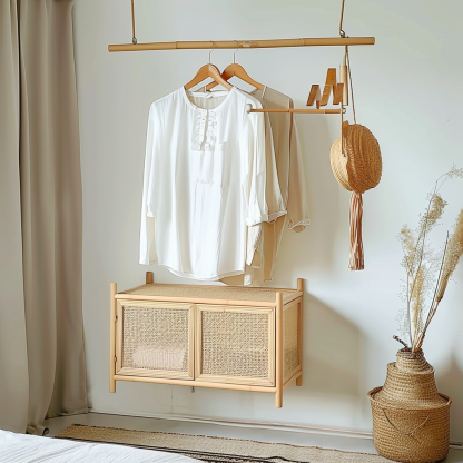 Wabi-sabi style wicker bedside table, homestay hotel model room decorative items, Zen-like Japanese and Chinese retro style - Image 4
