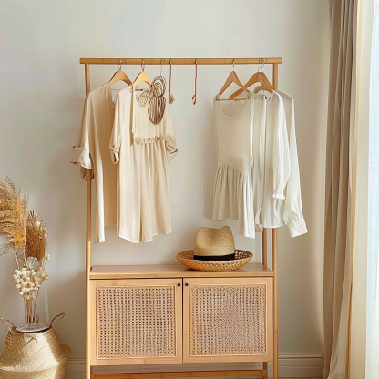 Modern and simple decorative bedside table, living room coat rack cabinet, storage cabinet, bedside cabinet with dirty clothes - Image 6