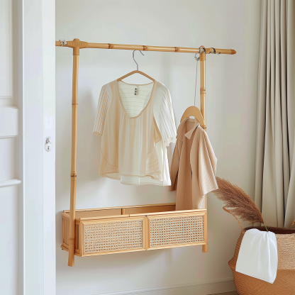 Bedroom clothes hanger, household solid wood secondary clean clothes and hat drying rack, simple second-hand clothes storage rack - Image 3