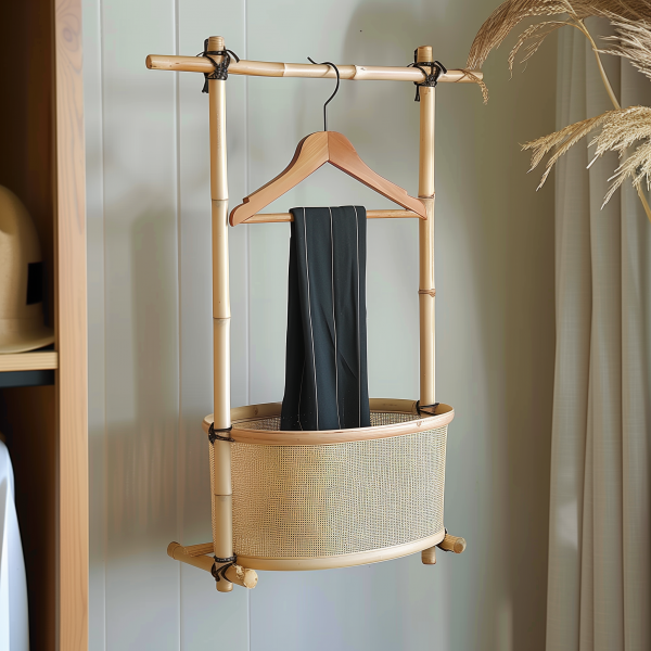 A floor-to-ceiling, space-saving, open, movable iron rack for storing clothes at the bedside in the bedroom - 图片 6