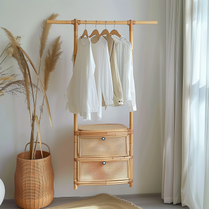 A floor-standing clothes hanger, a simple household storage rack for clothes and hats, a storage rack for clothes at the entrance of the bedroom and in the dormitory - Image 6