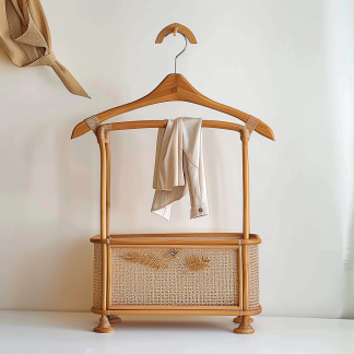 Wabi-sabi style wicker floor-standing coat rack for homestays, hotels, model rooms, decorative items, Zen, Japanese and Chinese styles