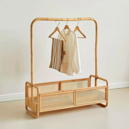 Wabi-sabi style rattan shoe cabinet, homestay hotel model room decorative items, Zen-like Japanese and Chinese retro style - Image 5