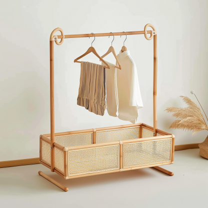 Wabi-sabi style rattan shoe cabinet, homestay hotel model room decorative items, Zen-like Japanese and Chinese retro style - Image 3