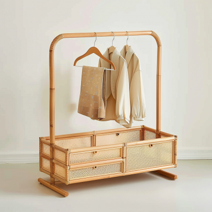 Wabi-sabi style rattan shoe cabinet, homestay hotel model room decorative items, Zen-like Japanese and Chinese retro style - Image 2