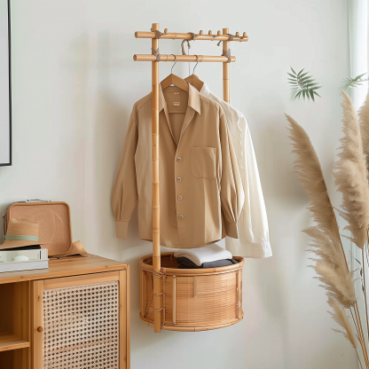 Bedroom clothes hanger, household solid wood secondary clean clothes and hat drying rack, simple second-hand clothes storage rack - Image 3